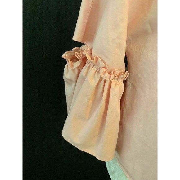 Zara Womens Solid Baby Light Pink Long Sleeve Baby Doll Blouse Top Cotton Small - Picture 3 of 8